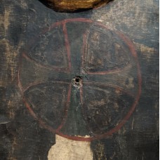 Shrine Madonna, cross inside a circle